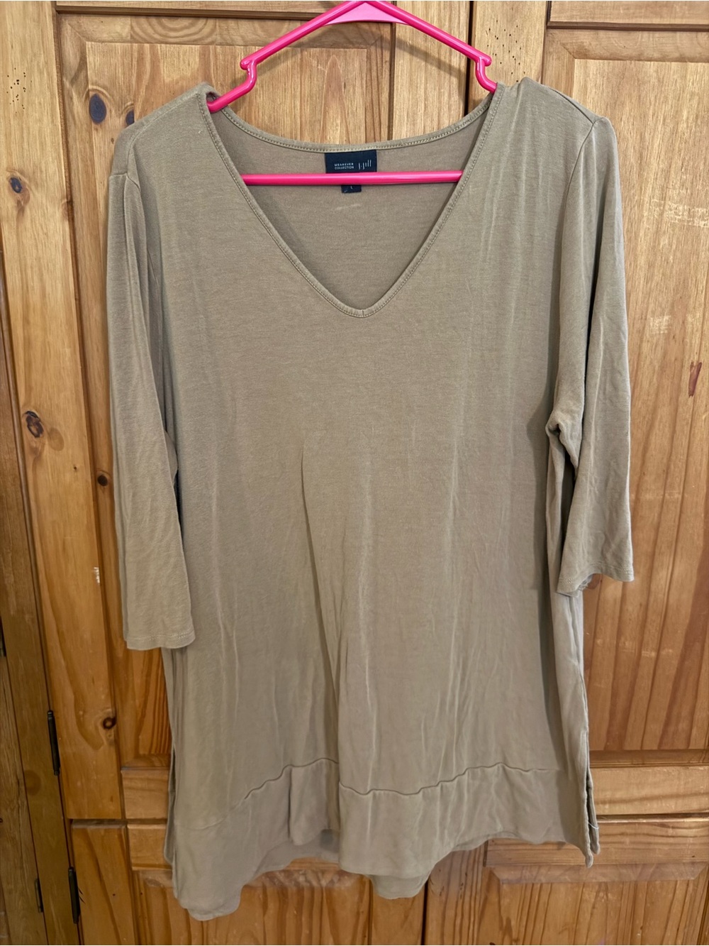 V-Neck Relaxed Tunic Top in Taupe